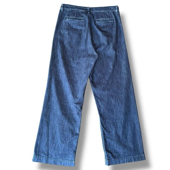 J Crew Womens Pleated Trouser Jeans Sz 29 High Waist Wide Leg Preppy Minimalist - Picture 6 of 9